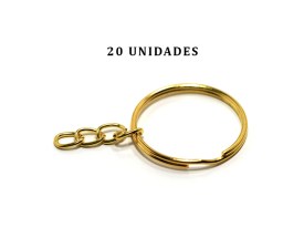 Argollas de Metal Llavero Dorada Con Cadena 25mm